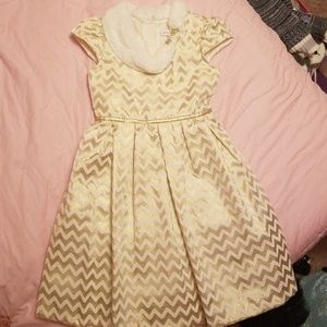 Gold and white Chevron dress